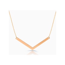 Kuyumcudukkani Zincirli"v Şekilli"figürlü Kolye-37090-r Rose Gold