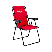 Katlanabilir Kamp Sandalyesi - Rest - Bardaklıklı - Argeus - Kırmızı Çok Renkli