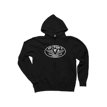 Victory Motorcycles Polaris Logo Siyah Fermuarlı Kapşonlu Sweat Siyah