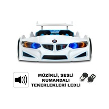 Bmw - M7 - Beyaz Arabalı Yatak Araba Karyola