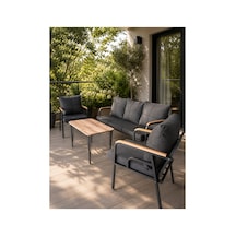 Bahçe Balkon Mobilyası 3+1+1+sehpa Gri Gri