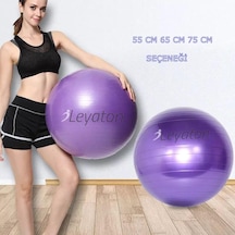 Leyaton Pilates Topu Kalın Büyük Boy Pilates Topu Mor Renk + Pompa 65 CM