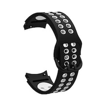 Samsung Galaxy Uyumlu  Watch 4 Classic 46mm Krd-02 Silikon Kordon - Siyah-beyaz