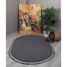 My Evilla Modern Dekoratif Oval Spor Saçaklı Puffy Peluş Halı Yolluk 001
