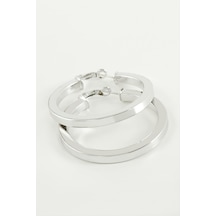 Ezme - 618 - Halka Küpe 4,5 Cm - Nazblsmm - Gümüş Rengi