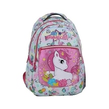 Anaokul Sırt Çantası Kız Erkek Unisex Ortopedik Astarlı Su Geçirmez 5 6 7 Yaş At Unicorn Mavi
