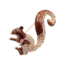 Zirkon Taşlı Sincap Broş. Yaka İğnesi Kelebek Broş. Taşlı Broş. Kadın Broş, Erkek Broş. Sincap Broş. Gold