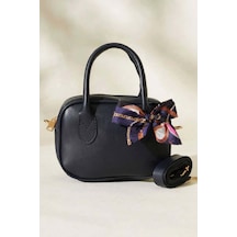 Names Bag Mini Baget Fular Detaylı El Çantası Omuz Çantası Ve Çapraz Çanta Lacivert