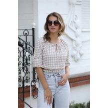 Lodmela Bağlama Detaylı Crop Bluz 1736vizon
