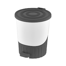 Dünya-01071-413 Pastel - Çöp Kovası Plastik 26lt 380x343x398mm Pedallı Antrasit Gri Lüx - 4'li Paket