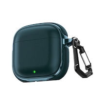 Huawei Freebuds Se 2 / Se 3 İle  Kılıf Deri Dokulu Tpu Koruyucu Case Metal Karabinalı Şarj Girişli Mavi
