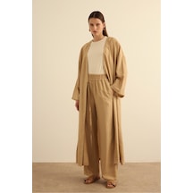 Aker Beli Lastikli Viscon Pantolon Etek Camel Camel