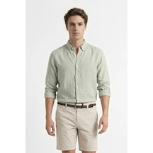 Nautica Erkek Yeşil Regular Fit Keten Gömlek-15327