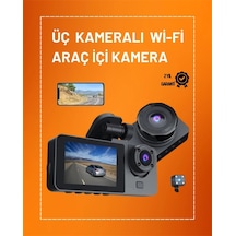 Mey İthalat Full Hd Çözünürlüklü Üç Kameralı Araç İçi Kamera Park Ve Sürüş Güvenliği