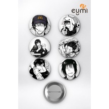 Jujutsu Kaisen Toji Fushiguro Chad Meme Çanta Süsü Rozet İğneli Buton Rozet Seti 58 Mm 6'lı Çok Renkli
