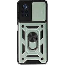 Newface Xiaomi Poco X4 Pro 5g Kılıf Pars Lens Yüzüklü Silikon - Yeşil