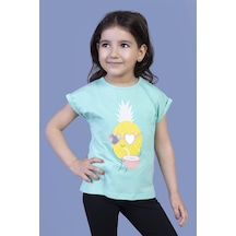 Toontoy Kids Toontoy Kız Çocuk Ananas Baskılı Tişört Su Yeşili