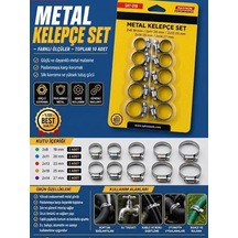 Metal Kelepçe Seti 10 Adet Hortum Boru Sıkma Kelepçesi 18-20-23-25-27 Mm Genel