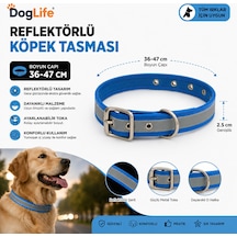 Dog Life Reflektörlü Köpek Boyun Tasması 36-47 Cm 2,5 Cm Geniş Metal Tokalı - Mavi Çok Renkli
