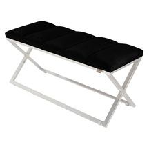 Varcera Silver- Siyah Dilimli Model Puf & Bench & Koltuk & Oturma Bankı & Yatak Odası Önü