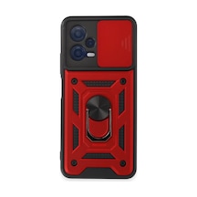Xiaomi Redmi Note 12 5g Uyumlu Kılıf Pars Lens Yüzüklü Silikon - Kırmızı Çok Renkli