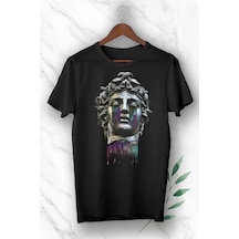 Mitoloji Medusa Baskılı Siyah Unısex Tişört Siyah