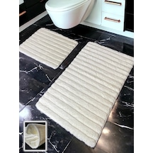 Shalta Ekru 2li Banyo Paspası 60x100 50x60 Cm Ekru