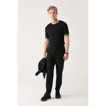 Avva Erkek Siyah Esnek Beli Lastikli Bağcıklı Relaxed Fit Rahat Kesim Pantolon A31Y3202