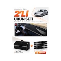 Opel Vectra B 1995-2001 Uyumlu Torpido Örtüsü + Tay Tüyü Bagaj Çantası + Sticker Seti - Siyah Gri