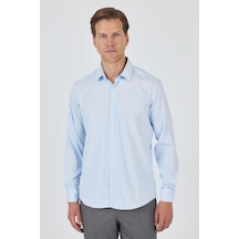 İmza Beyaz Sert Yaka Cepsiz Gabardin Uzun Kol Slim Fit Esnek Gömlek 1004250229 Beyaz