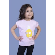 Toontoy Kids Toontoy Kız Çocuk Ananas Baskılı Tişört Açık Pembe