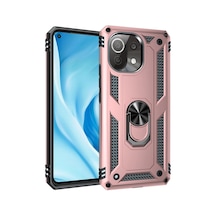 Xiaomi Mi 11 Lite Kılıf Sofya Yüzüklü Silikon Kapak - Rose -
