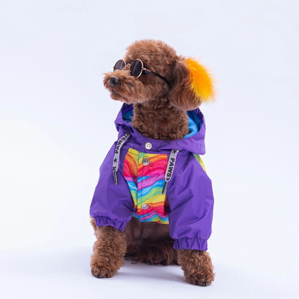 Rio Rainbow Mor Gökkuşağı Desenli Köpek Mont Köpek Yağmurluk Köpek Kıyafeti Köpek Elbisesi