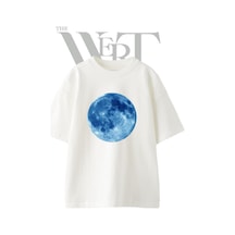 Thewert Blue Moon Tasarım Baskılı Ünisex Beyaz Oversize T-shirt