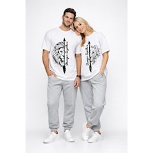 Sevgili Kombini Oversize Çift Tişört Unisex Matching Couple Stron Beyaz