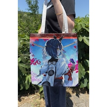 Zipzap Kujou Sara Genshin Impact V3 Çift Taraflı Kanvas Baskı Bez Çanta Anime Çantası