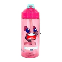 Gri Indıgo Tritan Desenli Pipetli Matara 500 Ml Gıpta Pembe