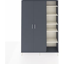 Arges Dolap 7 Raflı 2 Kapaklı Tek Askılı 132x30x195 Antrasit-antrasit/aytaşı Antrasıt/aytası