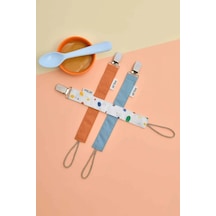 E&f Store 3'lü Emzik Askısı Seti - Desenli Somon Petrol Mavisi Çok Renkli