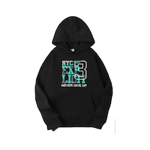 Medinenur Siyah Nyc Baskılı Kapüşonlu Sweatshirt siyah