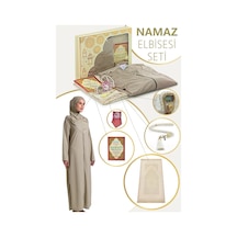 Vizon Kadın Pratik Başörtülü Fermuarlı Tek Parça Namaz Elbisesi Seccade Seti