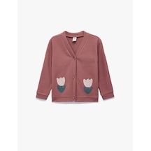 Koton Uzun Kollu V Yaka Çiçek Detaylı Hırka Mürdüm 6wmg10155ak Mor