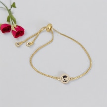 Archin Atatürk Temalı Yuvarlak Motifli Zincirli 14 Ayar Altın Plakalı Hediye Bileklik-417sembol Atatürk Sembolü