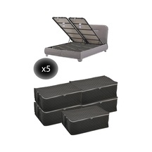 5 Adet Kapitoneli Bazaaltı Hurç 60x40x22 - Büyük Boy Baza Hurcu Gri Tela 60 X 40 Gri Tr Diğer