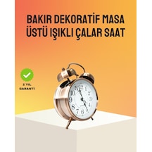 Retro Tarz Bronz Dekoratif Masa Saati Metal Gövde Yüksek Sesli Alarm Siyah