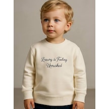 Zekids Erkek Çocuk Luxury Yazılı Sweatshirt-16192 Ekru