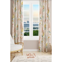 Xero Floral 2 Desenli Süet Oturma Odası Salon Fon Perde Baskılı Ekstrafor Büzgü 2 Kanat Prd-1080 Çok Renkli
