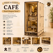 Café Book Nook Ahşap Maket Seti Dıy Miniatür Paris Kafe Peri Led'li Kitaplık Dekoru