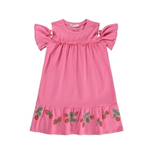 Civil Girls Çilek Desenli 6-9 Yaş Elbise - Pembe