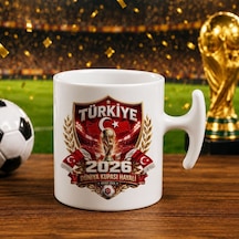 Bk Gift Türkiye Taraftar Temalı Dünya Futbol Kupası Tasarımlı Hammer Kupa Bardak-5 Tek Yürek Milli Takım Ruhu Beyaz